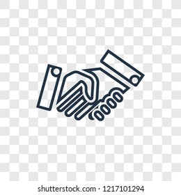 Shake hands concept vector linear icon isolated on transparent background, Shake hands concept transparency concept in outline style