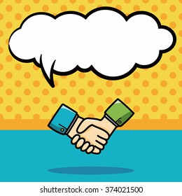 shake hands doodle, speech bubble