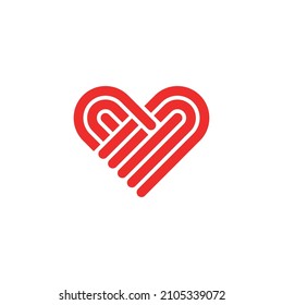 Shake hands and heart symbol, logo vector image