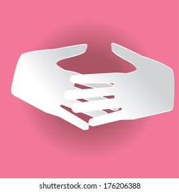 shake hands icon bussiness pink. for poster. background colorful. vector illustration