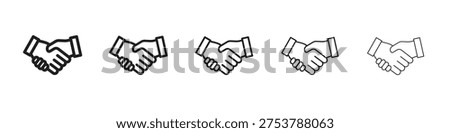 Shake hands icon with editable stroke eps 10 vector illustration. Outline drawing.