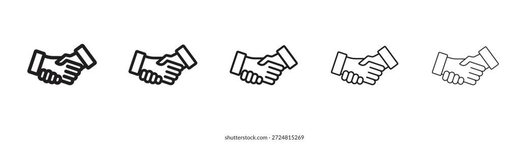 Schütteln Sie die Hände Symbol lineare Symbole Vektoren. Bearbeitbarer Strichsatz