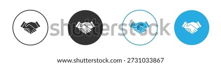 Shake hands icon set. Black solid flat doodle graphic design set