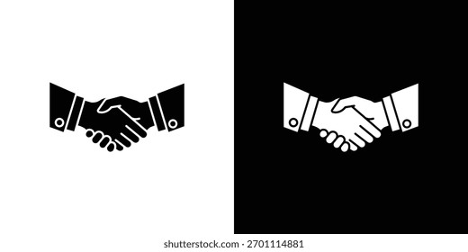 Shake hands icon silhouette vector in black colors. flat symbol logo design style