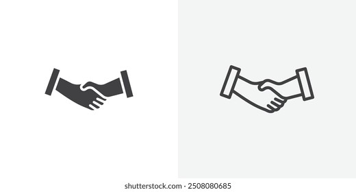 Shake hands icon in solid and outlined style