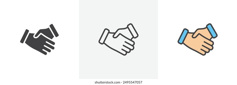 Shake hands icon symbol collection on white background.