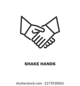 shake hands icon. Thin line shake hands icon from Insurance and Coverage collection. Outline vector isolated on white background. Editable shake hands symbol can be used web and mobile