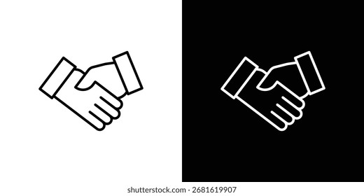 Shake hands icon thin line symbol on white background. Editable stroke vector illustration