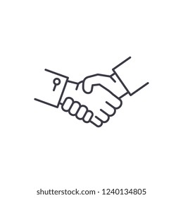 Shake hands line icon concept. Shake hands vector linear illustration, symbol, sign