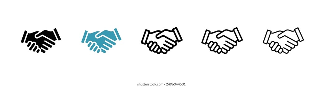 Shake hands line icon vector set.