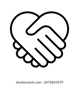 shake hands with love icon line vector design illustration template