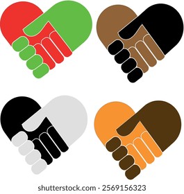 shake hands with love icon. vector design illustration template. colorful.