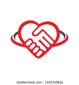 Vorlage für Love-Form-Logos schütteln Sie die Hände