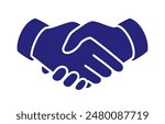 Shake Hands Silhouette Icon in Blue Color, vector illustration isolated on white background, eps