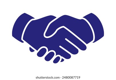 Shake Hands Silhouette Icon in Blue Color, vector illustration isolated on white background, eps