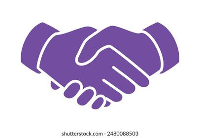 Shake Hands Silhouette Icon in Purple Color, vector illustration isolated on white background, eps