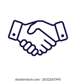 Shake hands silhouette line icon set. Vector illustration isolated on white background.