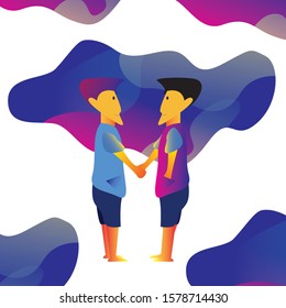 
shake hands two people flat design