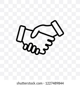 Shake hands vector linear icon isolated on transparent background, Shake hands transparency concept can be used for web and mobile