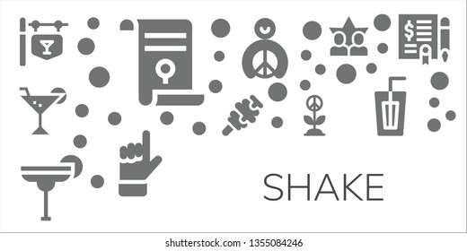 shake icon set. 11 filled shake icons.  Collection Of - Bar, Agreement, Cocktail, Ice cream, Peace, Hand, Friends, Drink