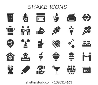 shake icon set. 30 filled shake icons.  Collection Of - Drink, Hand, Cream, Friends, Blender, Friendship, Ice cream, Bar, Shake hands, Peace, Cocktail, Agreement, Hands