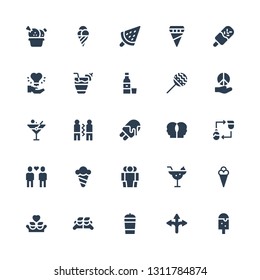 shake icon set. Collection of 25 filled shake icons included Ice cream, Agreement, Protein shake, Friends, Cocktail, Cooperation, Friendship, Relationship, Martini, Peace, Maracas