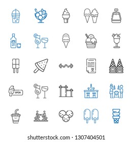 shake icons set. Collection of shake with ice cream, agreement, drink, friends, bar, cocktails, wedding contract, bars, vodka, smoothie. Editable and scalable shake icons.