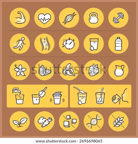 Shake icons set. Vector illustration isolated on white background. Set for package, shows user instruction. EPS10.