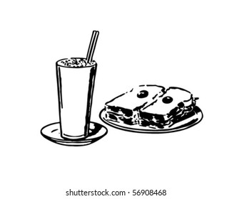 Shake And Sandwich - Retro Clip Art