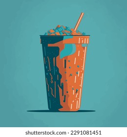 Shake, soda, vidrio soda, ilustración portadora de comida rápida