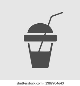 Shake with straw vector icon. Milkshake drink simple isolated pictogram.
