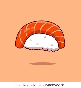 sacudir el vector sushi nigiri ilustra la caricatura de salmón sushi kawaii. para banner, pegatina, logotipo, portada del libro, fondo rosado del menú del libro