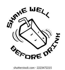 Shake well before drink icon. Template isolated on white background. 2D simple flat style graphic design. Can be used as a label or any purposes. Vector EPS10