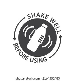 Shake well before using, label, icon, vector.