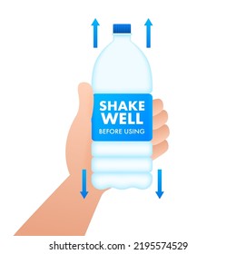 Shake well before using, label. Vector stock illustration.