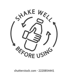 Shake Well Before Using, Label, Icon, Vector.