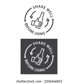 Shake Well Before Using Set, Label, Icon, Vector.