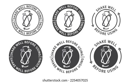 Shake well before using set, label, icon, vector, sticker.