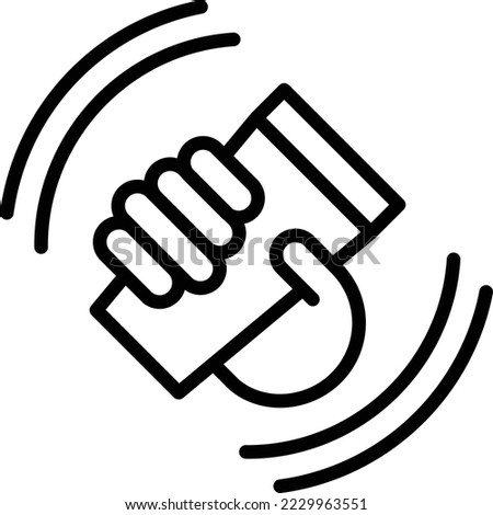 shake well icon. Isolated vector black outline stamp label rounded badge product tag on transparent background. Symbol.