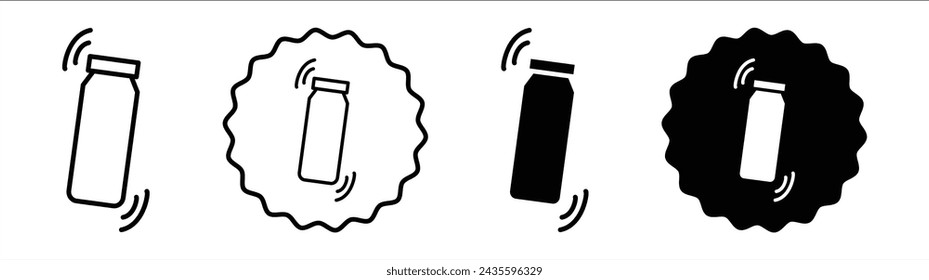 Shake well set in black and white color. Shake well simple flat icon vector