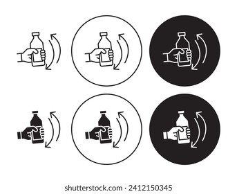 Shake Well vector illustration set. Shake bottle before drink sign suitable for apps and websites UI design style.