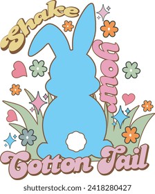 Shake Your Cotton Tail Retro Kids Easter Shirt Toddler Easter T shirt Design