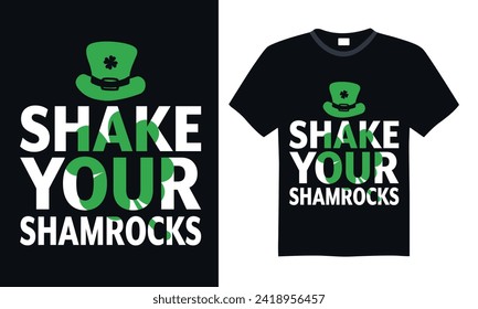 Shake Your Shamrocks - St. Patrick’s Day T shirt Design, Hand lettering illustration for your design, illustration Modern, simple, lettering For stickers, mugs, etc.