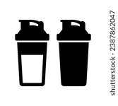 Shaker bottle icon set. Protein shake, smoothie. Vector icon isolated on white background.