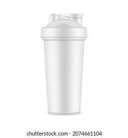 Shaker Bottle Mockup Isolated On White Background, Front View. Vector Illustration