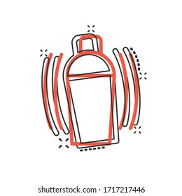 Shaker cocktail icon in comic style. Alcohol bottle cartoon vector illustration on white isolated background. Bar drink splash effect business concept.