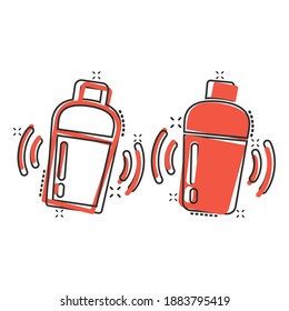 Shaker cocktail icon in comic style. Alcohol bottle cartoon vector illustration on white isolated background. Bar drink splash effect business concept.