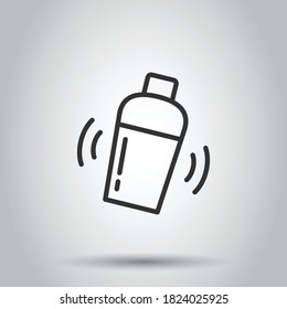 Shaker cocktail icon in flat style. Alcohol bottle vector illustration on white isolated background. Bar drink business concept.