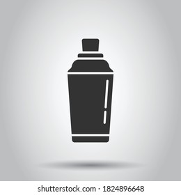 Shaker cocktail icon in flat style. Alcohol bottle vector illustration on white isolated background. Bar drink business concept.