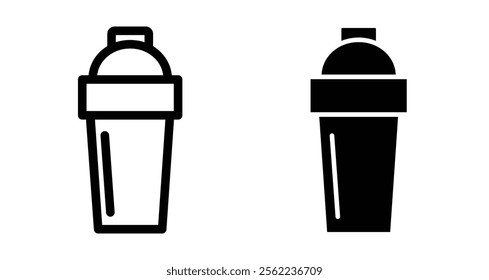 Shaker cup Icons pack in outlined and flat versions